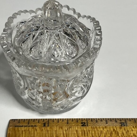Elegant 2-Piece Clear Glass Small Trinket/Sugar Box w/Lid Starburst Designs 3" - Picture 8 of 9